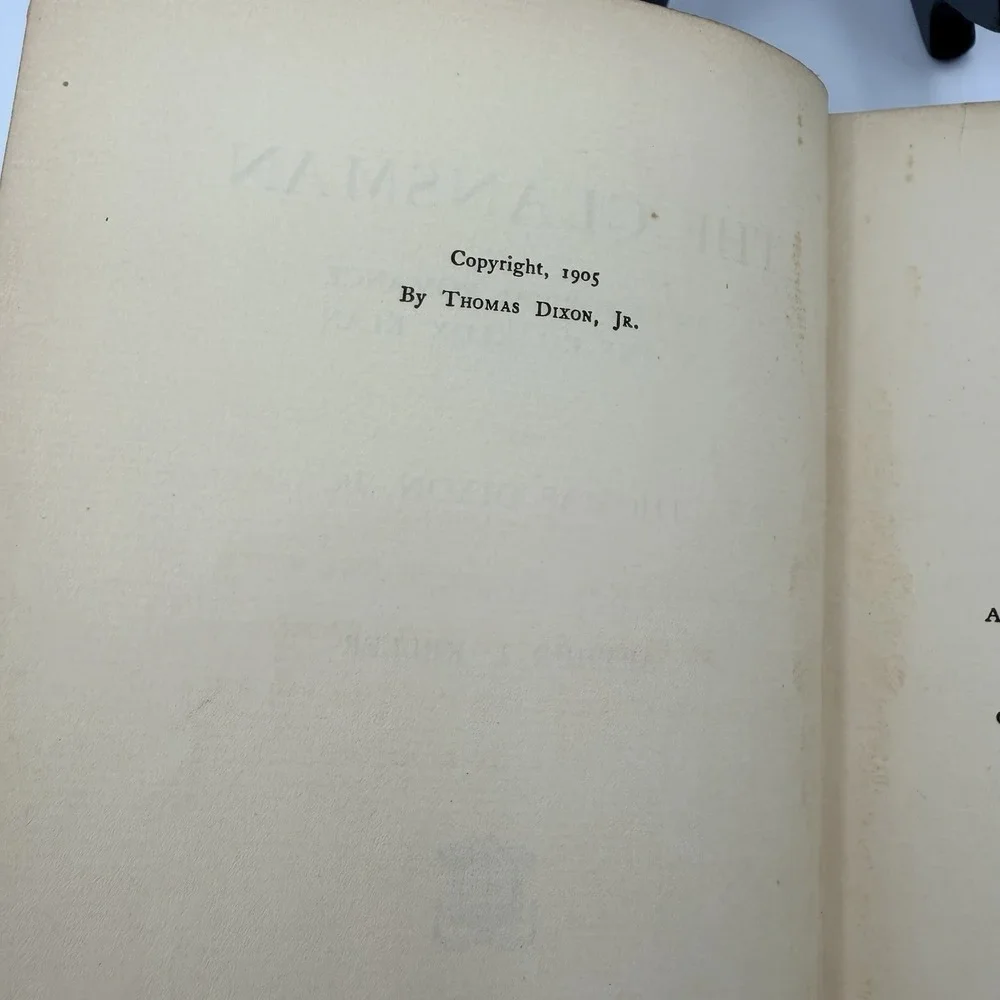 1905 The Clansman by Thomas Dixon Jr.  1st Edition  RARE